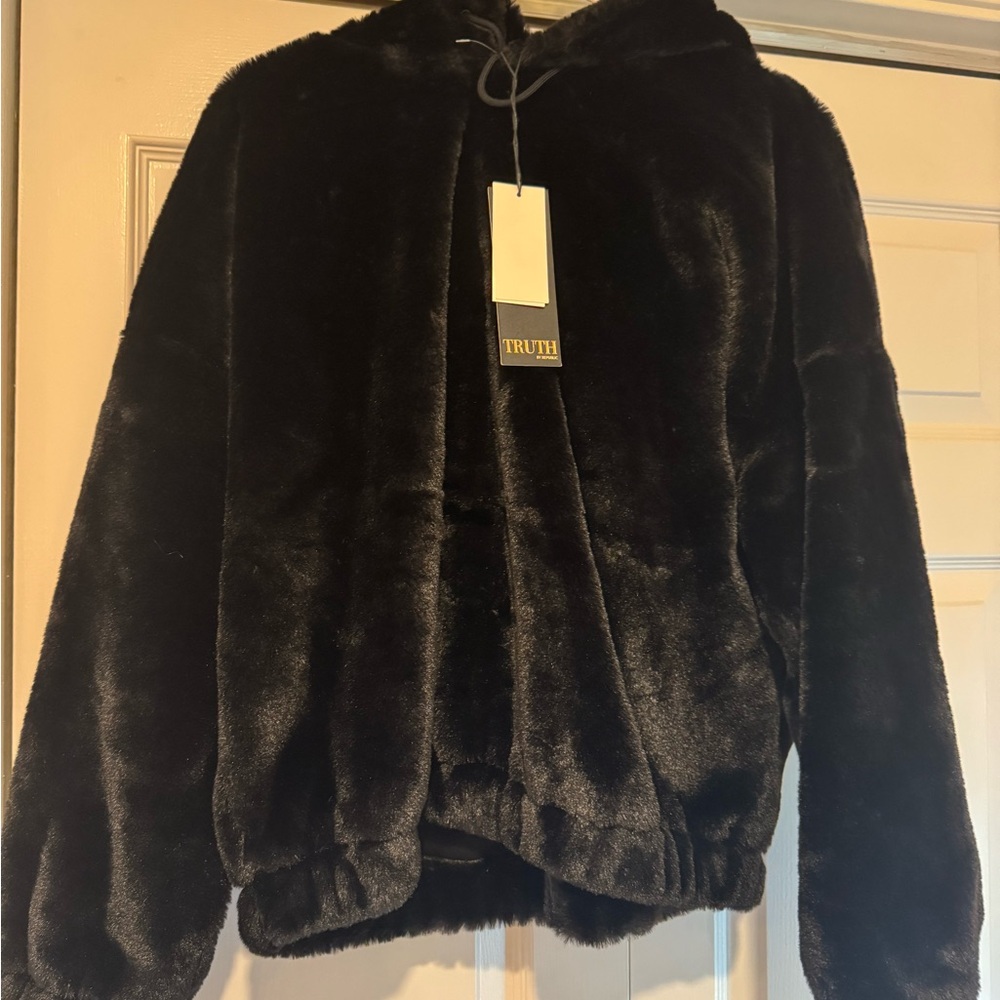 Truth Black Faux Fur Hoodie